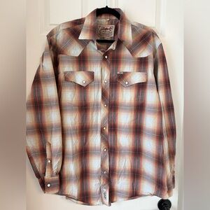 Rafter C Shirt Mens XL Plaid Pro Flex 45 Western‎ Pearl Snap Cowboy Long Sleeve